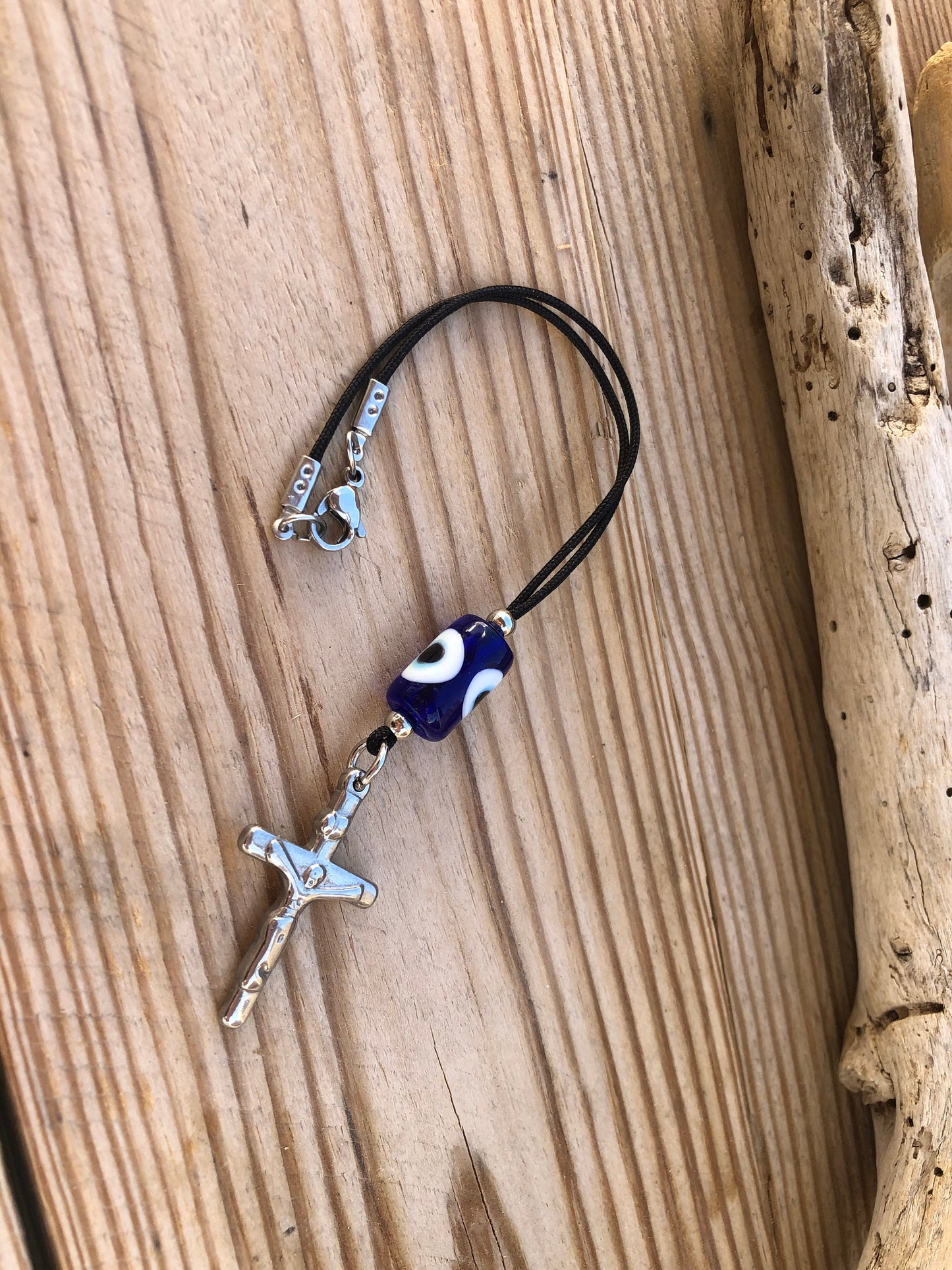 Evil eye cross car mirror charm - Car accessories