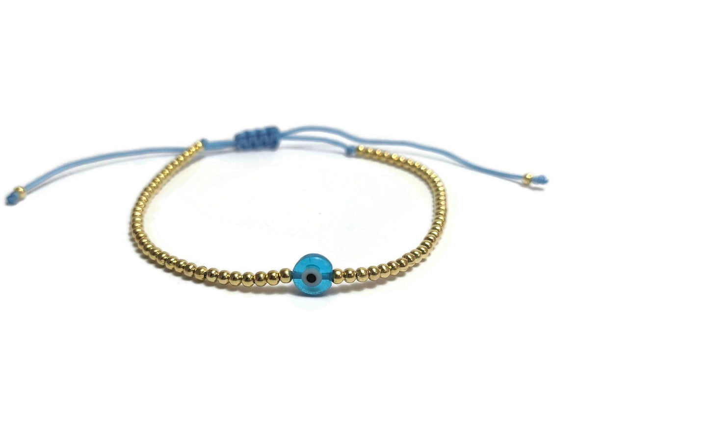 Bracelet Oeil Bleu Perles Acier - Cadeau pour elle - Cadeau grec