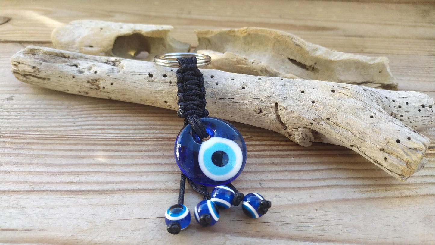 Glass Evil Eye Keychain - Car Keyring - Greek Gift