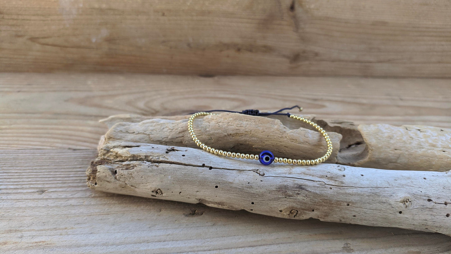 Bracelet Oeil Bleu Perles Acier - Cadeau pour elle - Cadeau grec