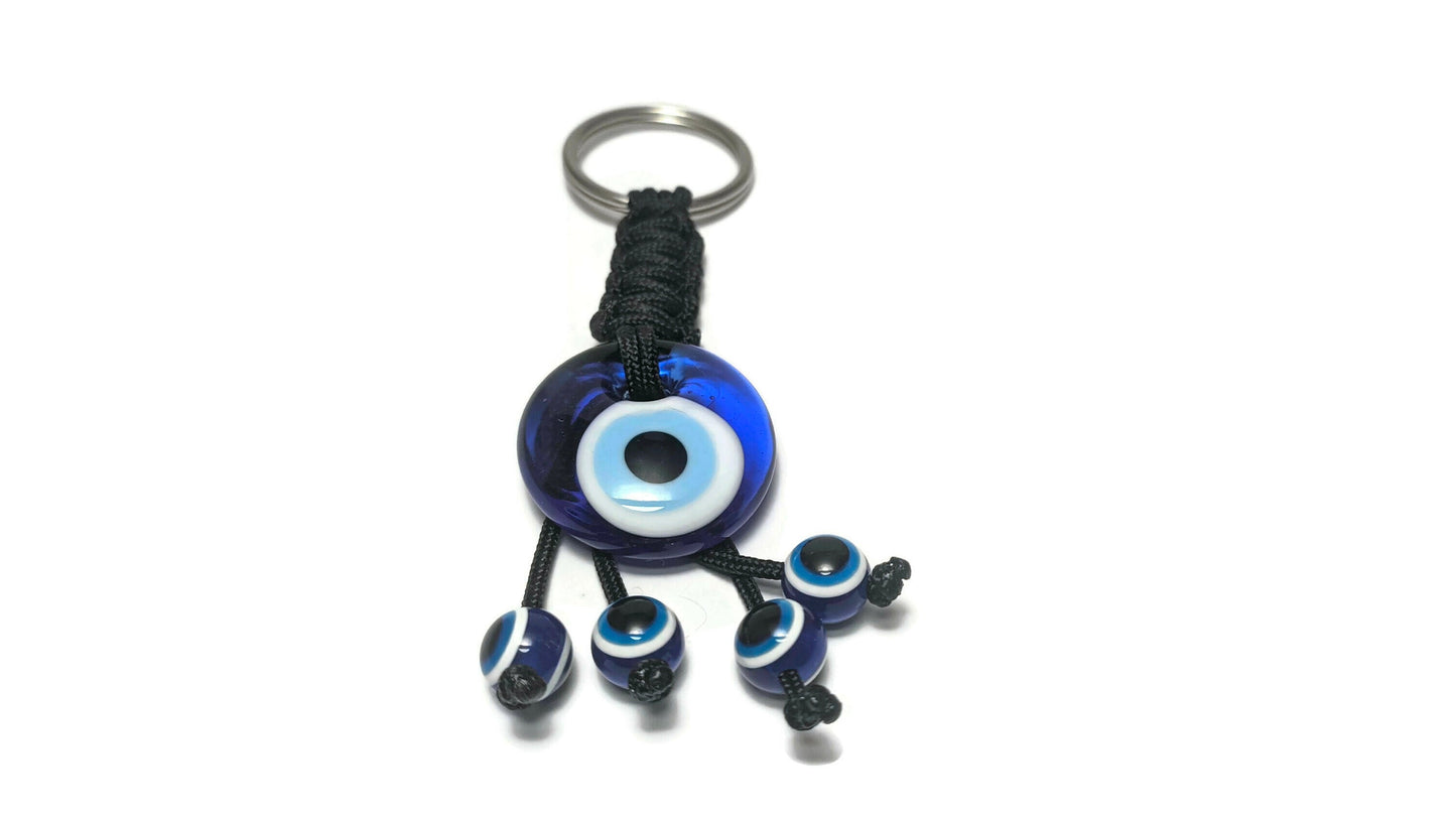 Glass Evil Eye Keychain - Car Keyring - Greek Gift