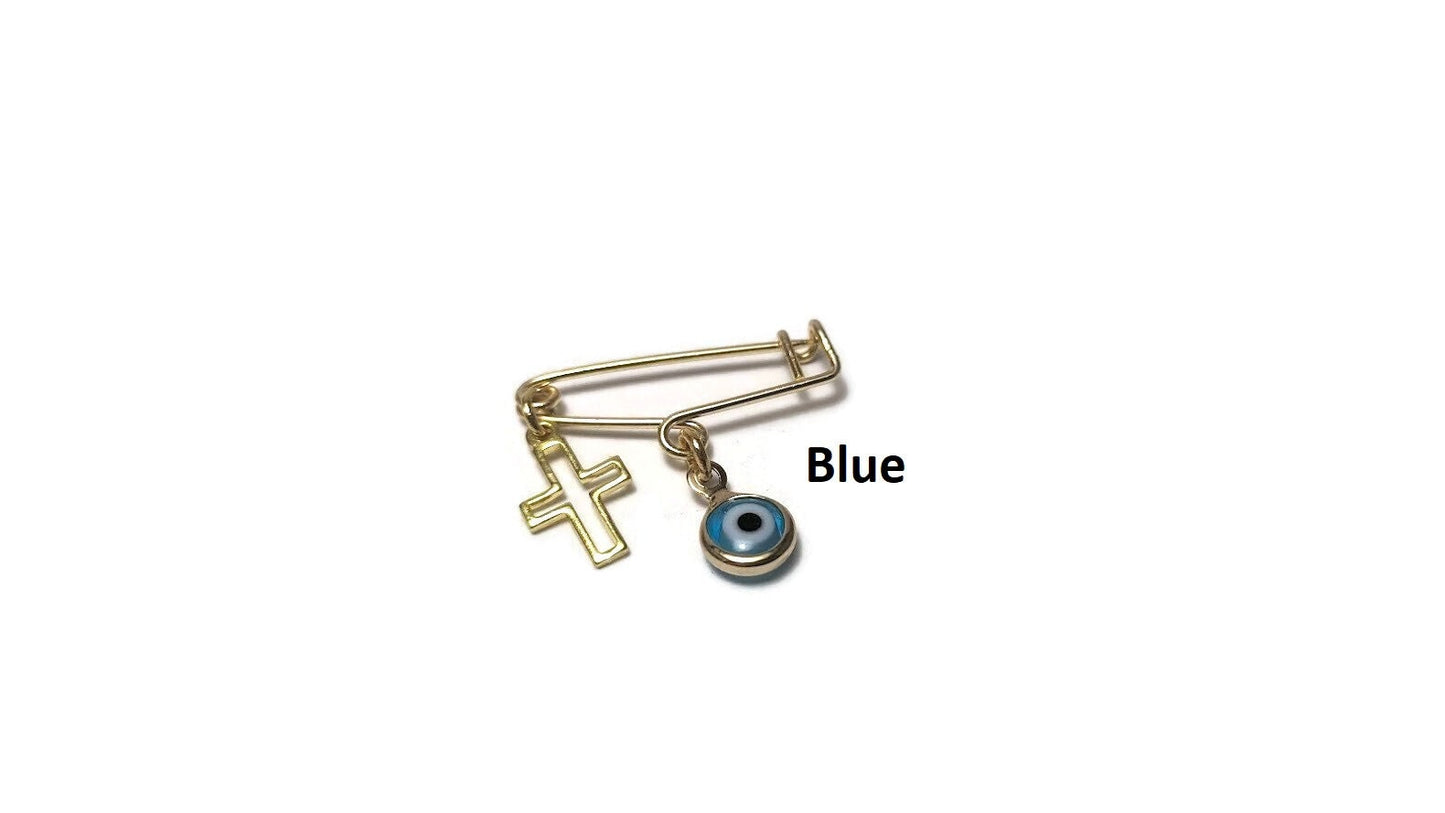 Épingle à nourrice Croix et Oeil - Bijoux de Protection Bébé