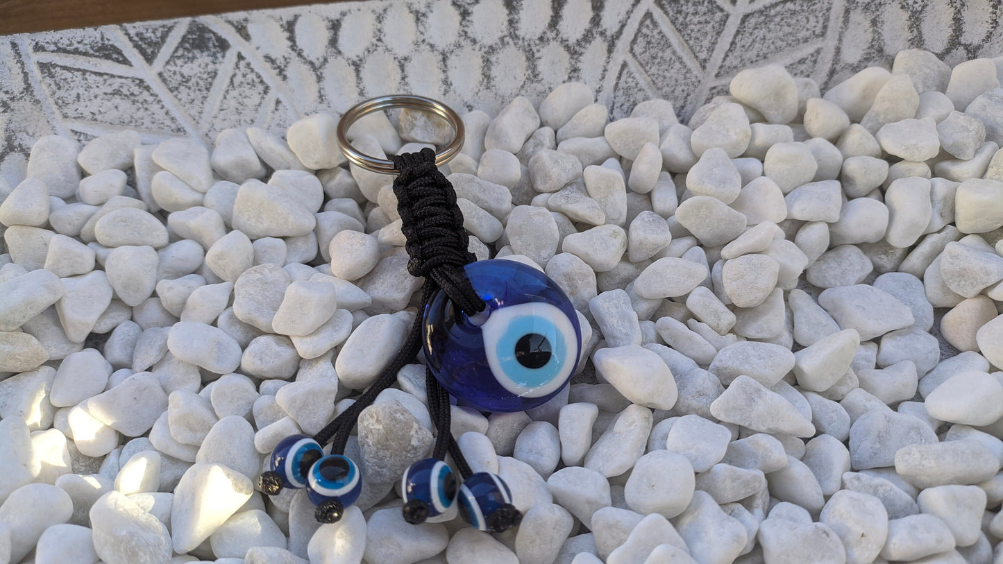 Glass Evil Eye Keychain - Car Keyring - Greek Gift