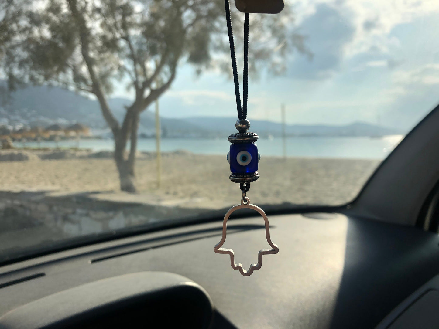 Hamsa Hand Evil Eye Car Mirror Charm - New Driver Gift - Car Protection