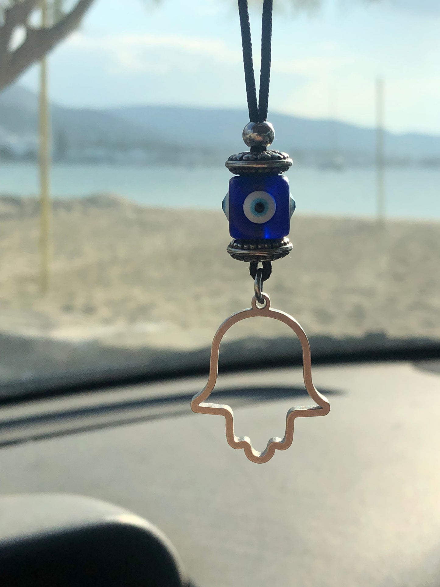 Hamsa Hand Evil Eye Car Mirror Charm - New Driver Gift - Car Protection
