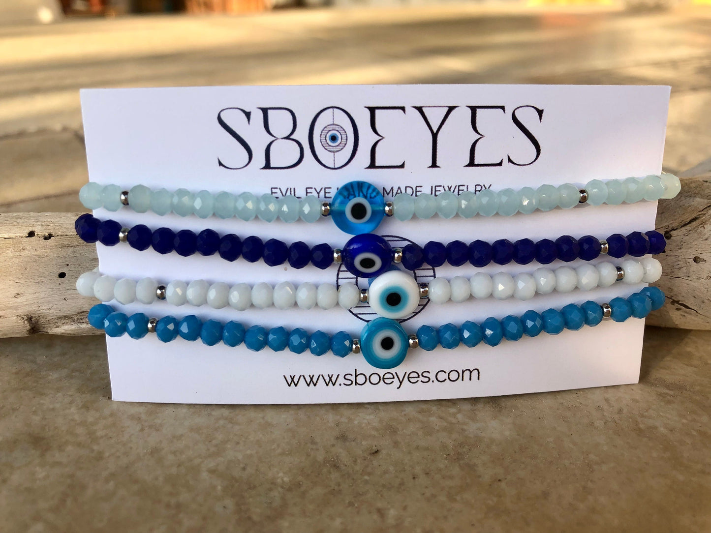 Bracelet Oeil Bleu Perles Crystal