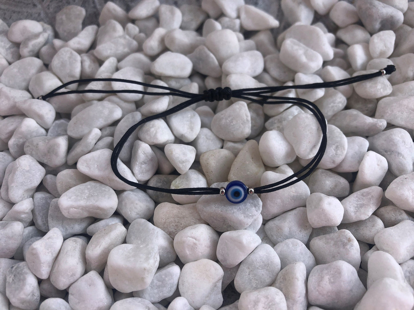 Bracelet noir oeil bleu - Bracelet porte bonheur - Cadeau pour lui ou pour elle