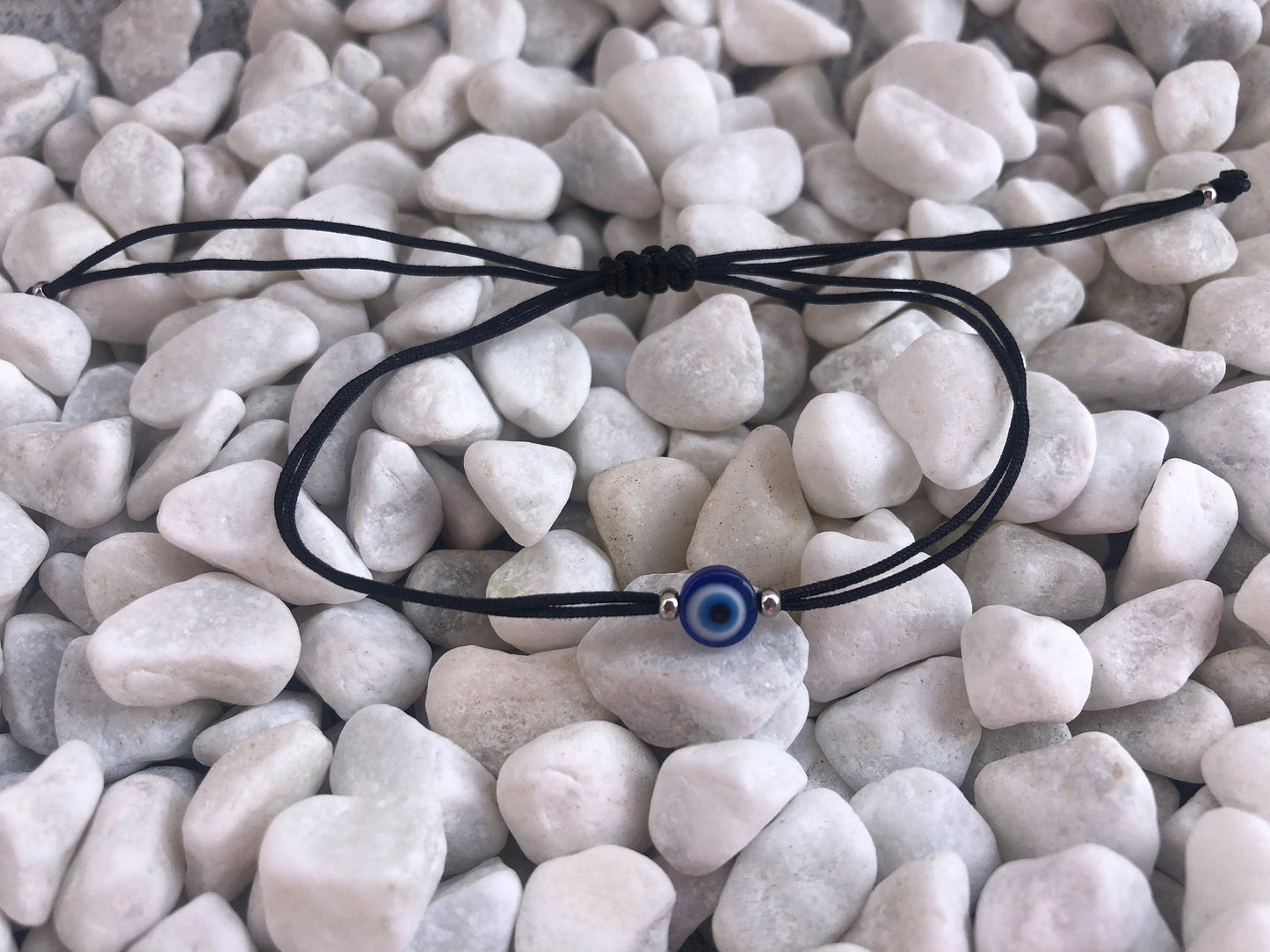 Bracelet noir oeil bleu - Bracelet porte bonheur - Cadeau pour lui ou pour elle