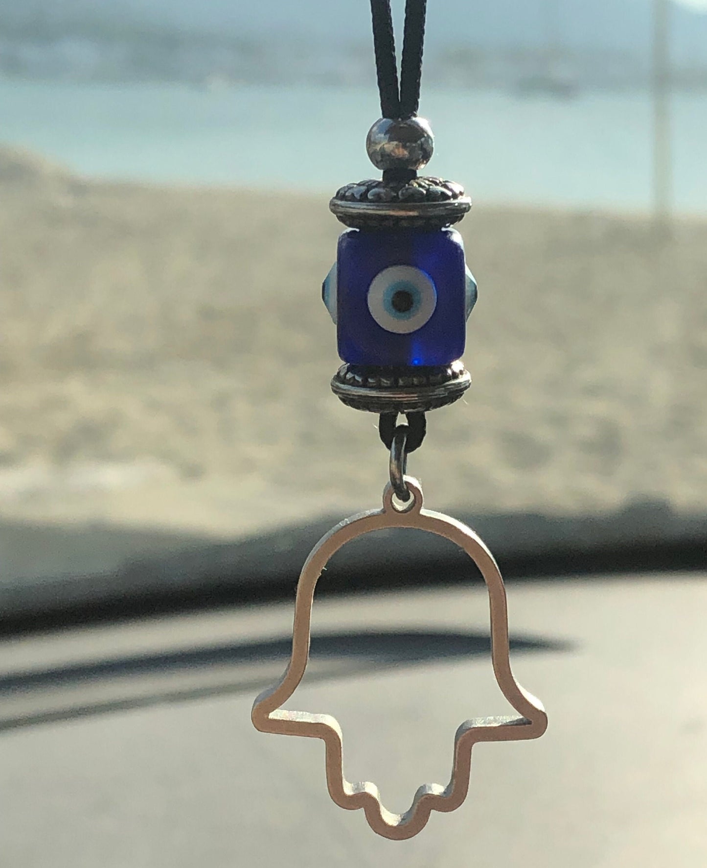 Hamsa Hand Evil Eye Car Mirror Charm - New Driver Gift - Car Protection