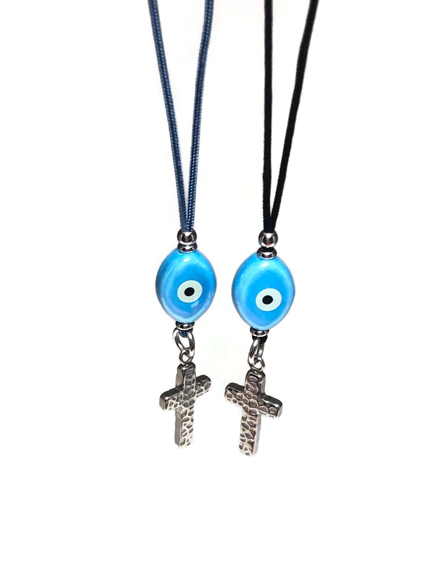 Blue Evil Eye Cross Rearview Mirror - Car Mirror Charm - Car accessories