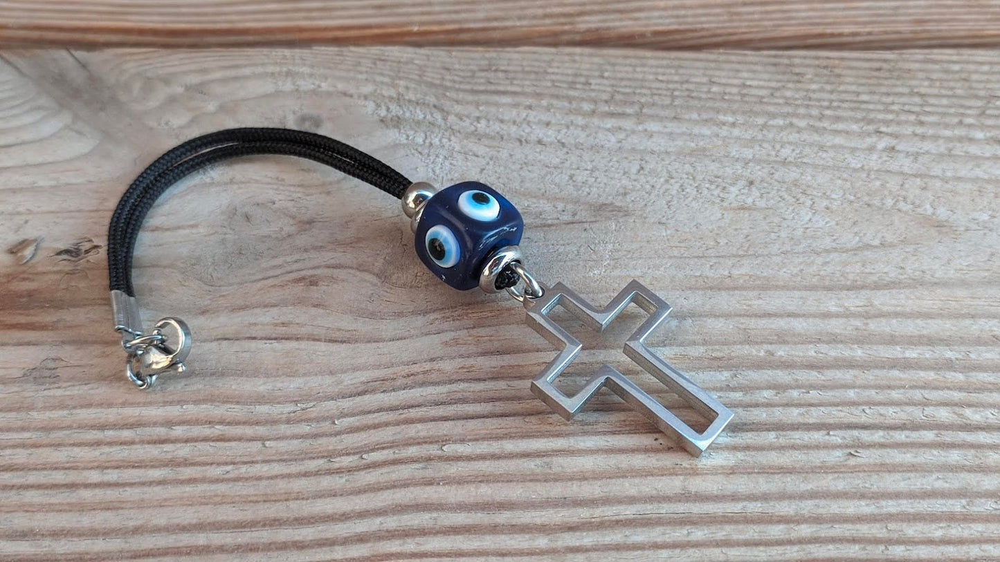 Cross Evil Eye Car Mirror Charm - New Driver Gift - Car Protection