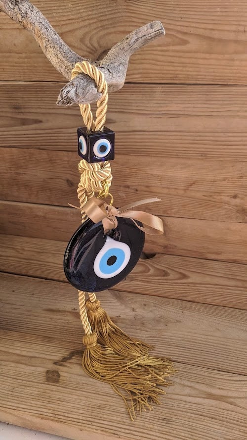 Tassel Evil Eye Wall Hanging - Handmade in Greece for House Protection & Home Decoration