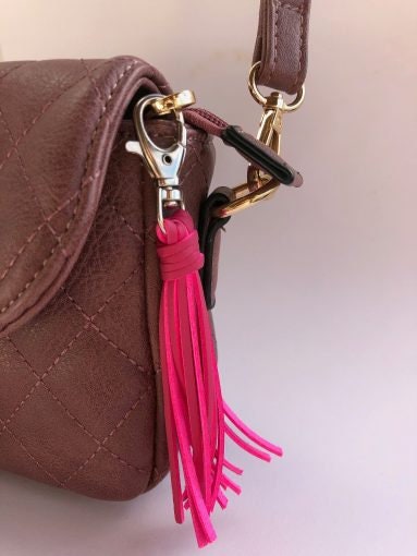 Faux Leather Tassel Handbag Charm | Stylish Zipper Pull & Purse Accessory