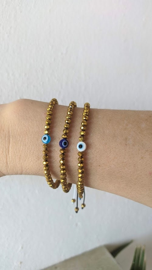 Gold Evil eye bracelet - women’s gift - Protection jewelry