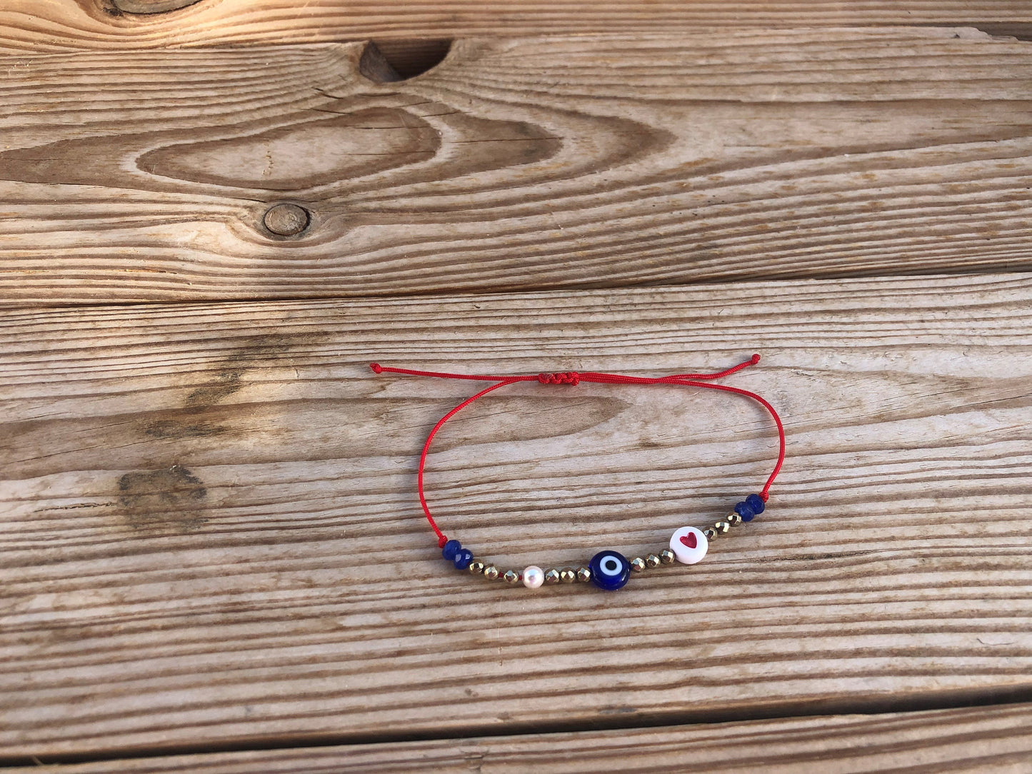 Bracelet Perles Swarovski Oeil Bleu - Bracelet Hématite