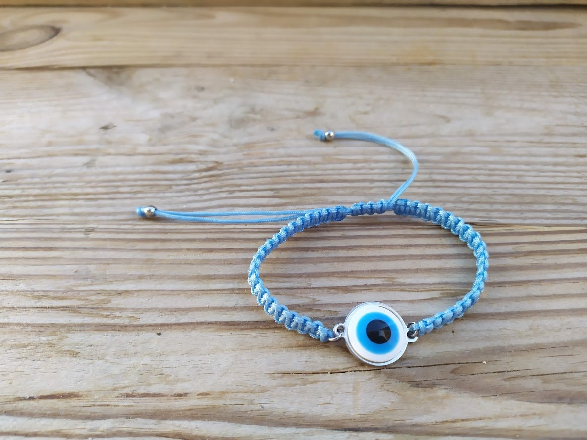 Bracelet Oeil Blanc macramé - Bijou Porte Bonheur