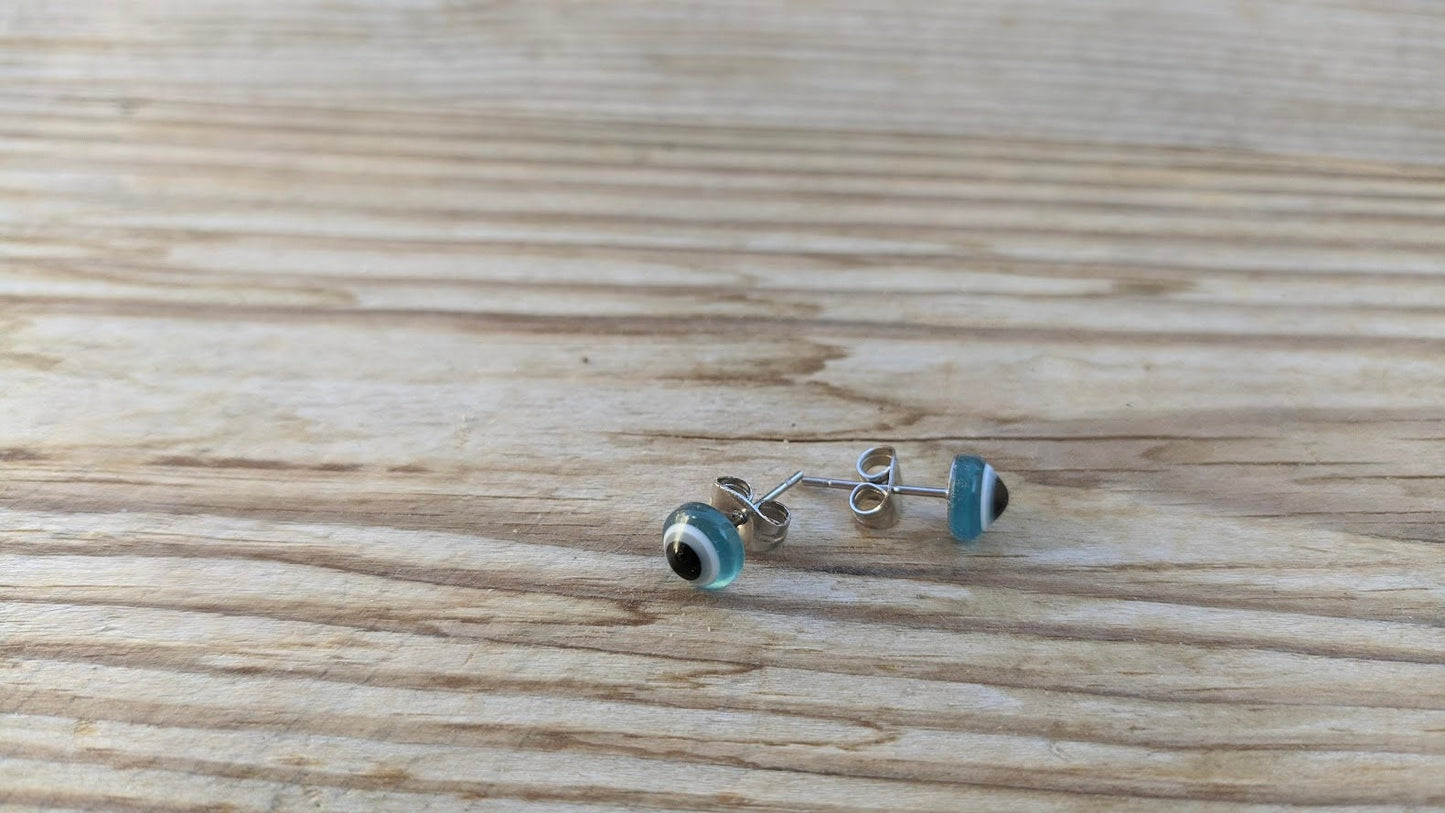 Boucles d’Oreilles Clous Oeil bleu en Acier Inoxydable