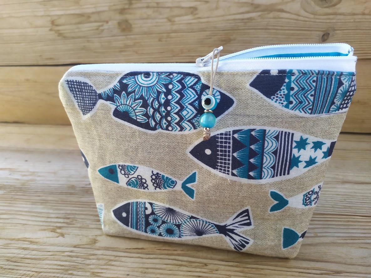 Fish Fabric Makeup Bag - Greek gift - Gift for her