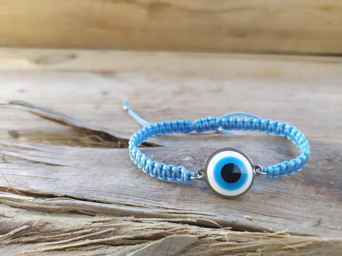 Bracelet Oeil Blanc macramé - Bijou Porte Bonheur