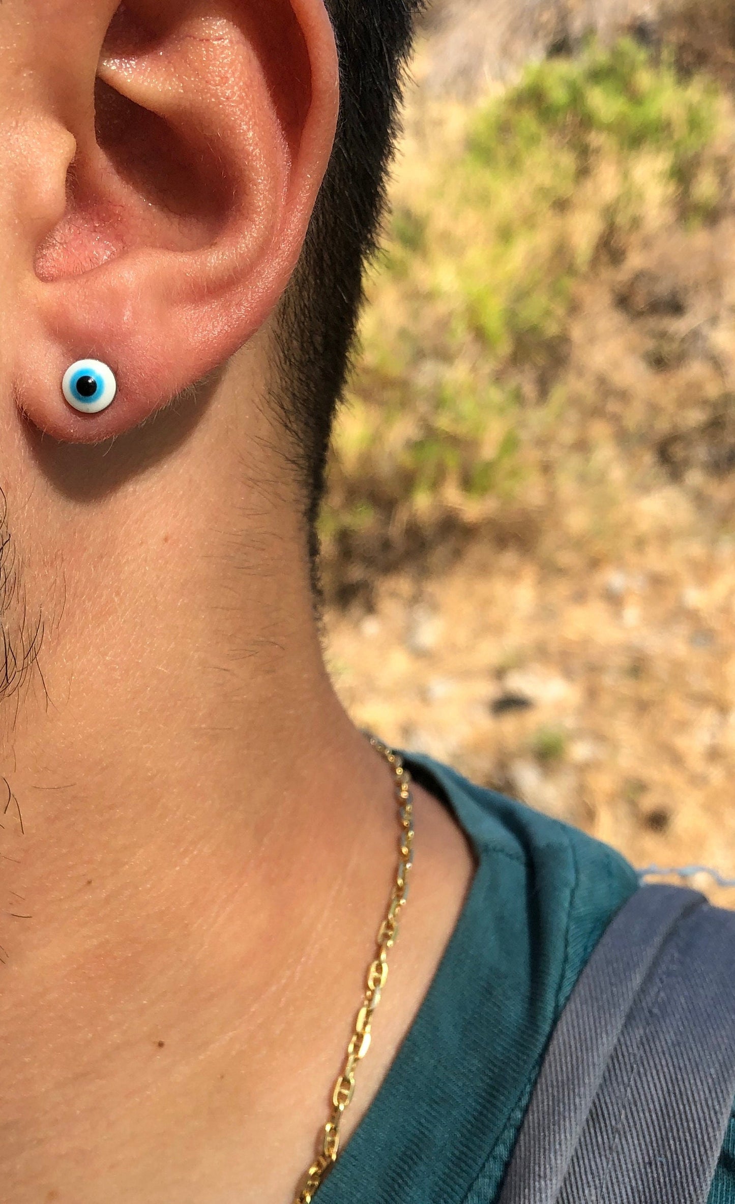 Boucles d’Oreilles Clous Oeil bleu en Acier Inoxydable