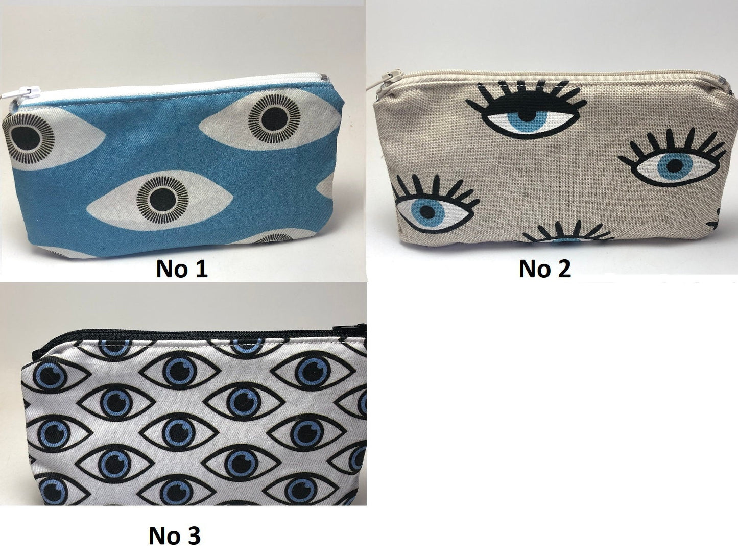Evil eye fabric purse with zipper - Handmade pouch - Made in Greece - Greek gift