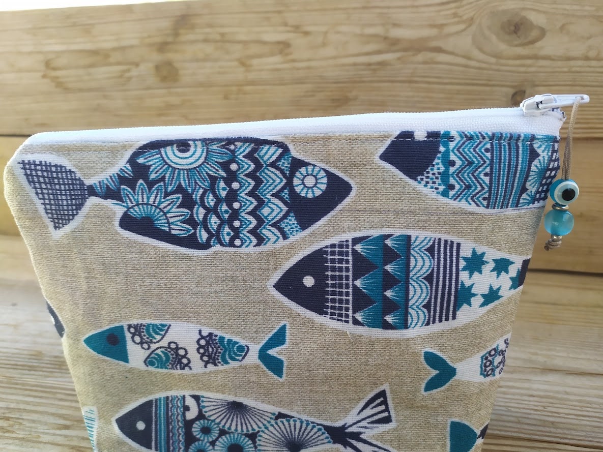Fish Fabric Makeup Bag - Greek gift - Gift for her