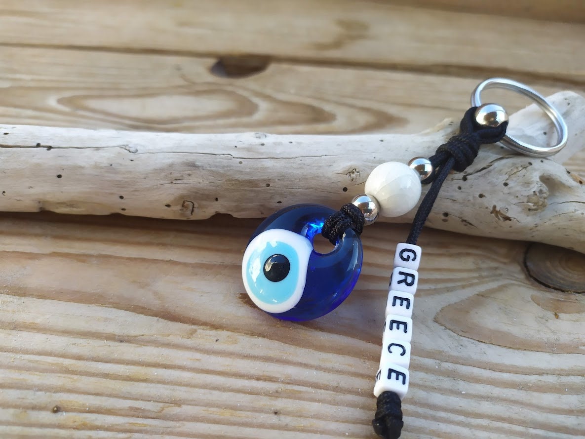 Glass Evil eye keychain - Car keyring - Greek gift - Made in Greece