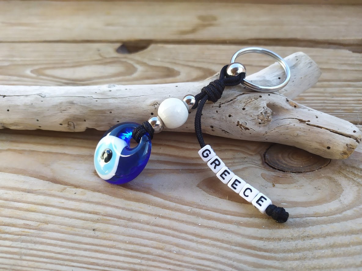 Glass Evil eye keychain - Car keyring - Greek gift - Made in Greece