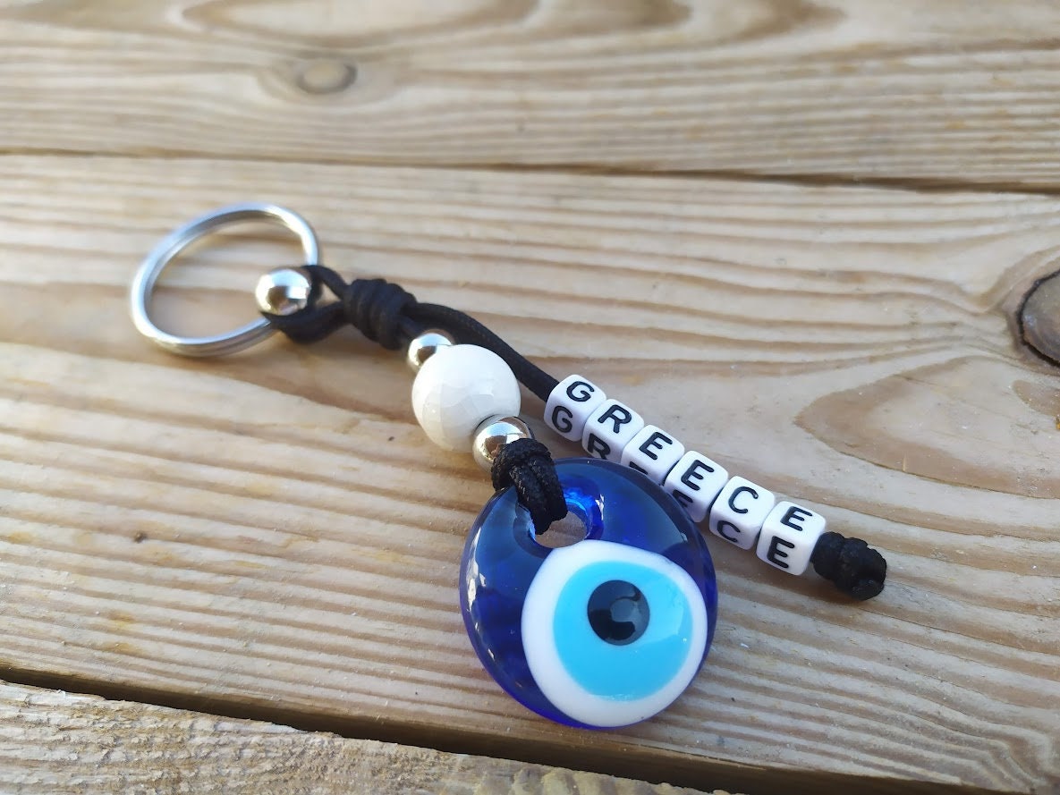 Glass Evil eye keychain - Car keyring - Greek gift - Made in Greece