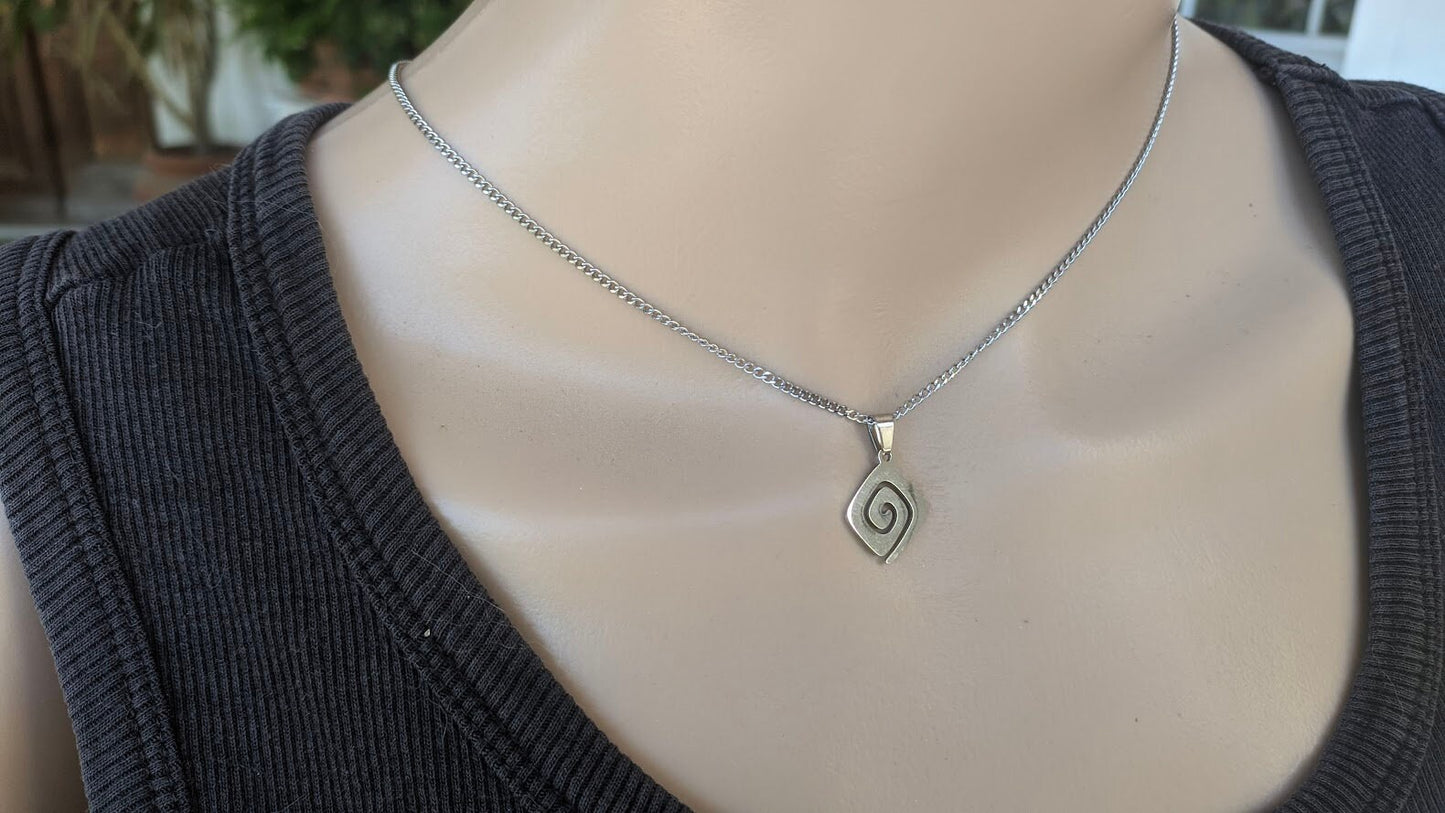 Greek key pendant necklace - Stainless steel jewelry - Greek gift