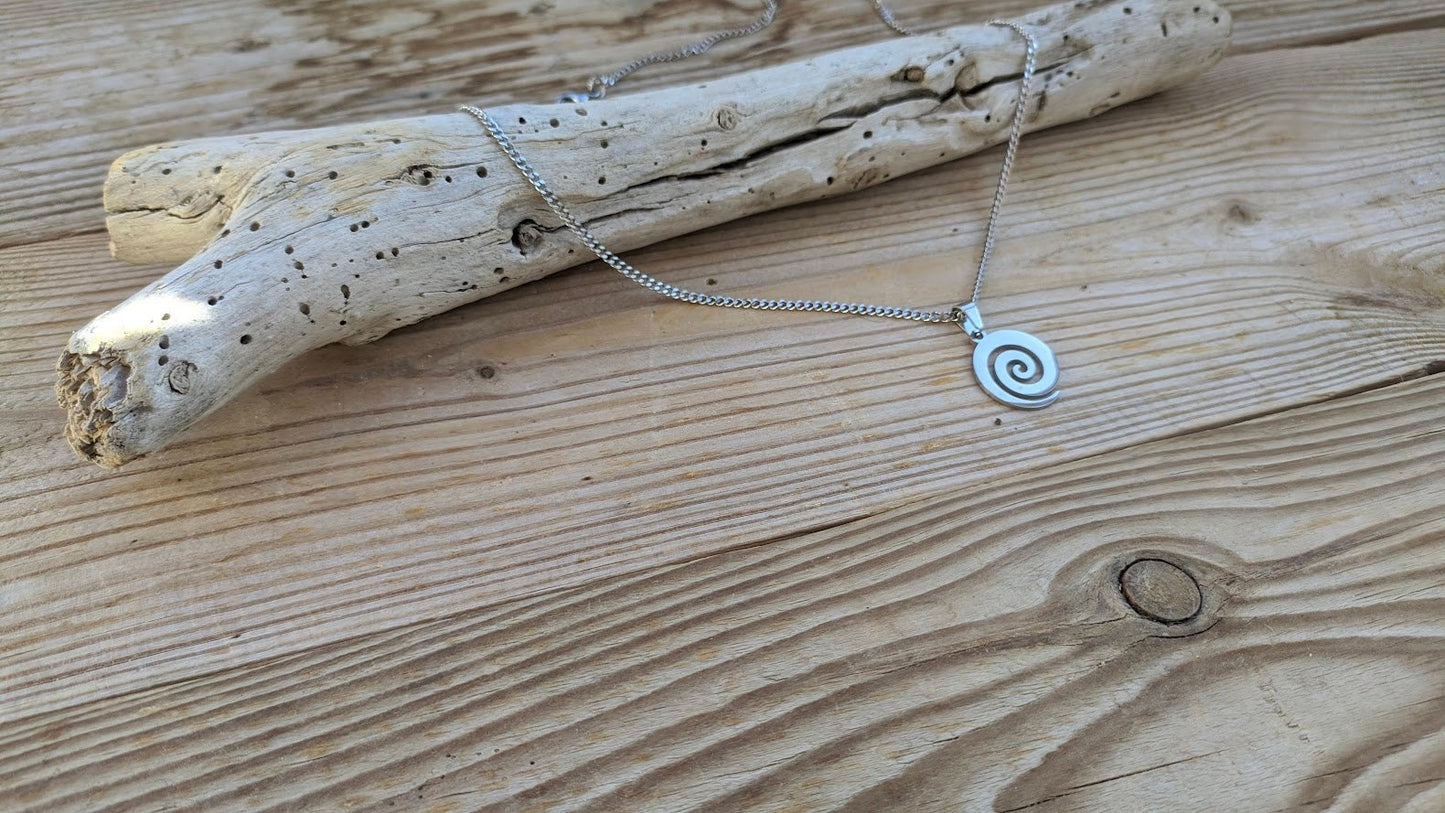 Collier Pendentif Spirale En Acier Inoxydable