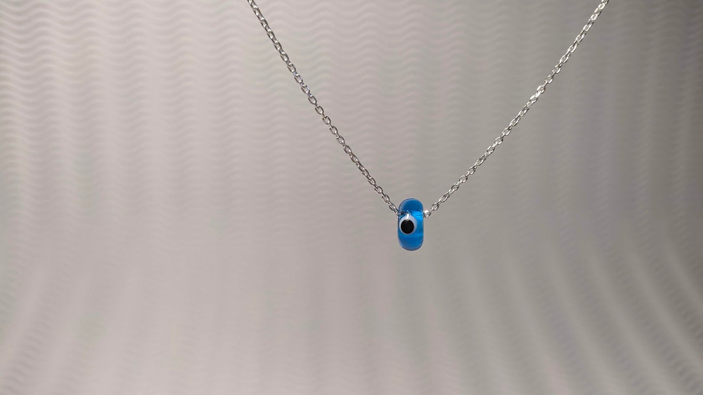 Collier Oeil Bleu en Acier inoxydable ou Argent 925