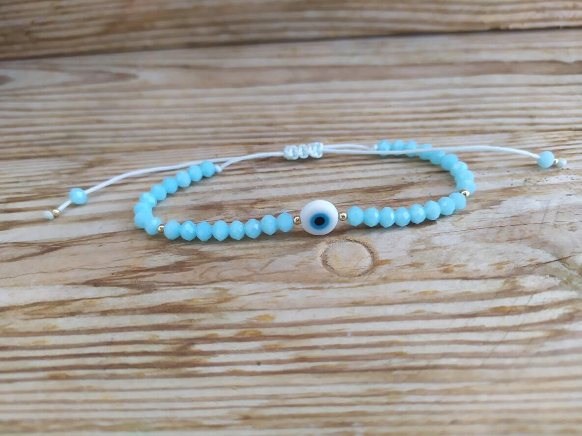 Bracelet Oeil Bleu Perles de Crystal - Cadeau femme - Bijoux grecs