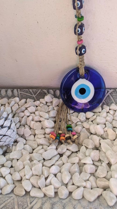 Glass Evil Eye Wall Hanging - Greek Gift for House Protection
