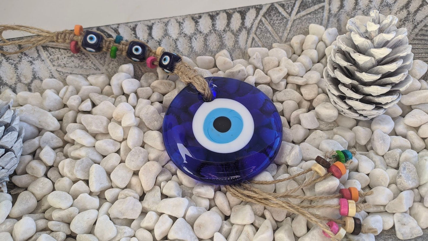 Glass Evil Eye Wall Hanging - Greek Gift for House Protection