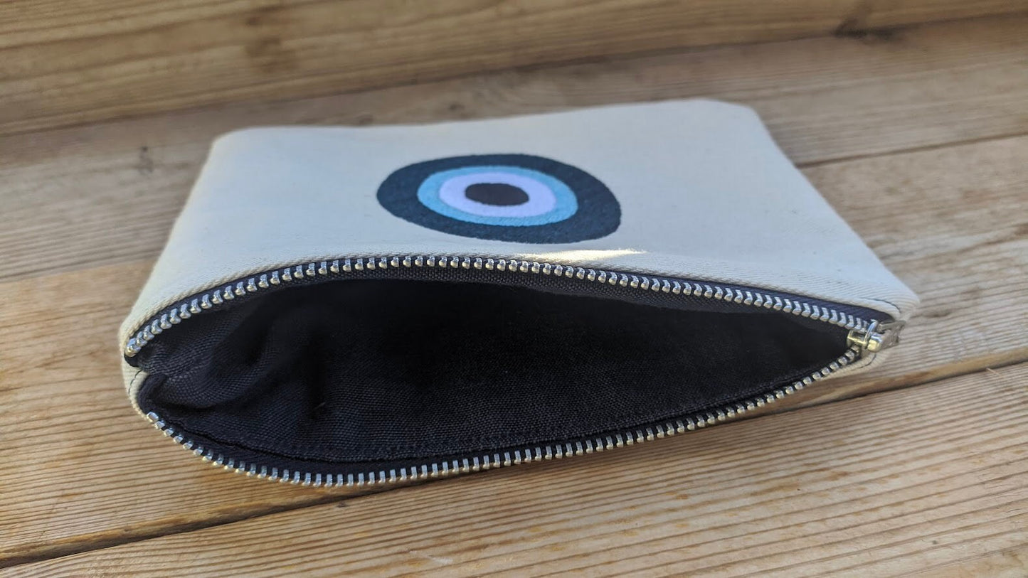 Pochette Brodée Oeil Bleu – Cadeau Grec - Cadeau pour Elle