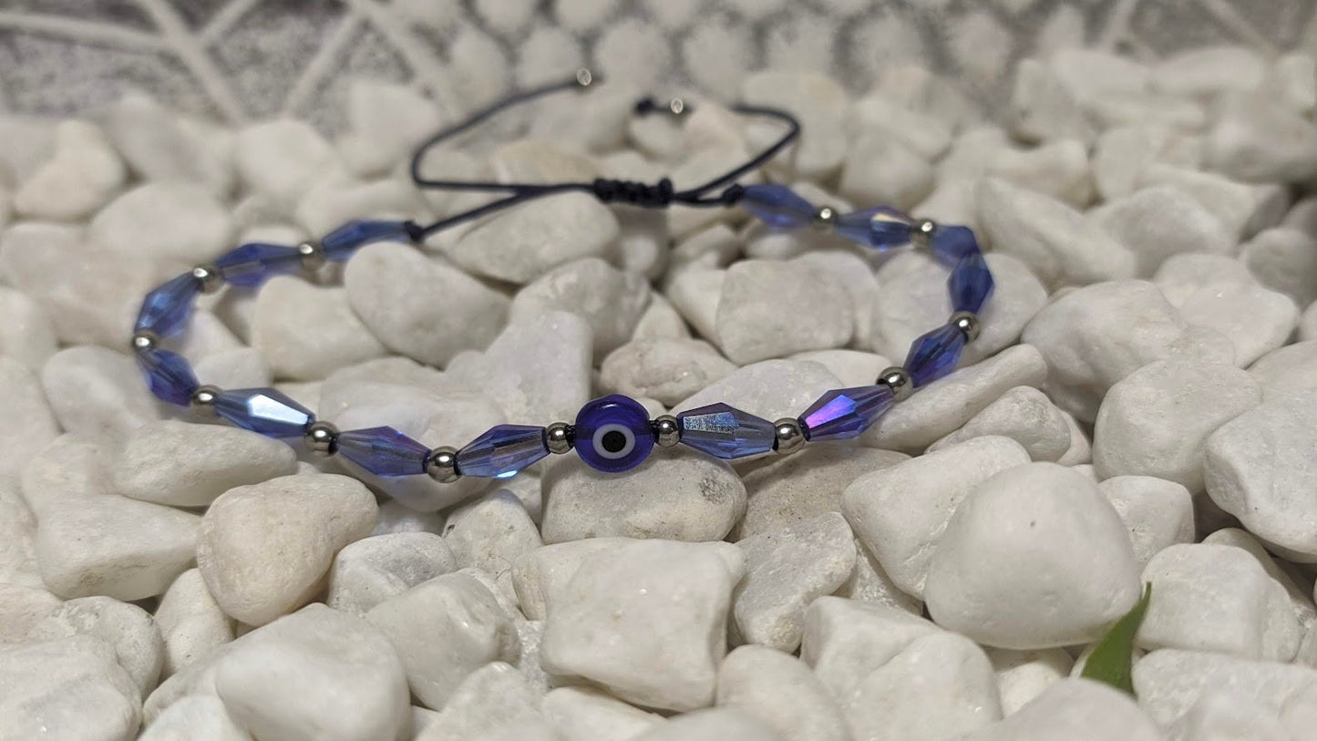 Bracelet Oeil Bleu en Verre - Bracelet porte Bonheur