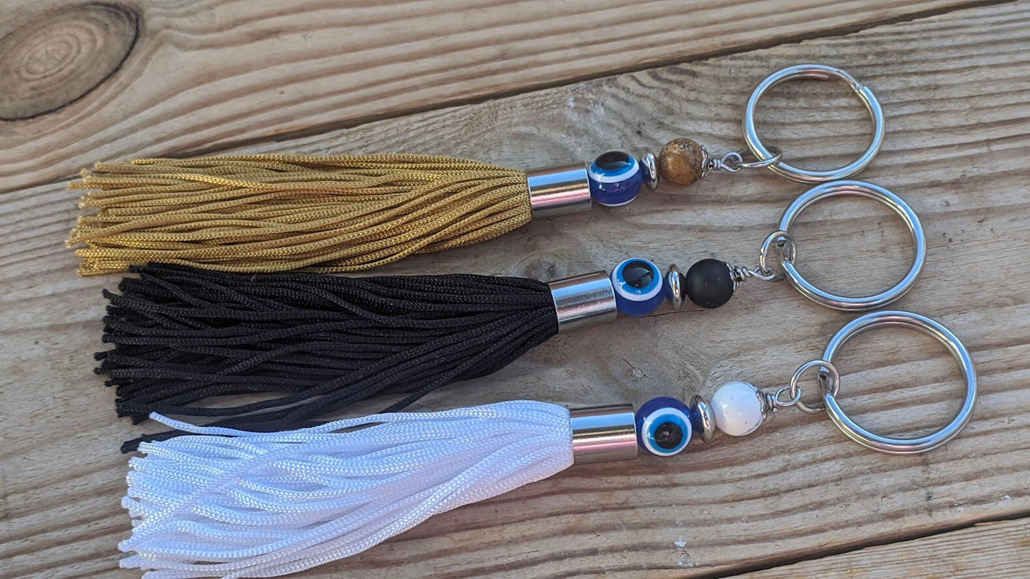 Evil Eye Gemstone Handbag Charm | Greek Handcrafted Purse Accessory