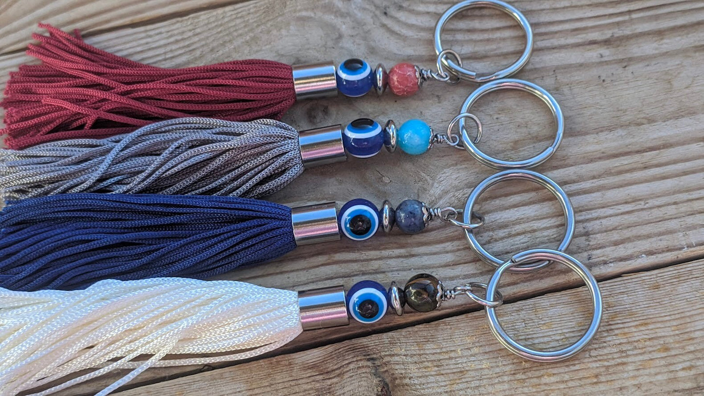Evil Eye Gemstone Handbag Charm | Greek Handcrafted Purse Accessory