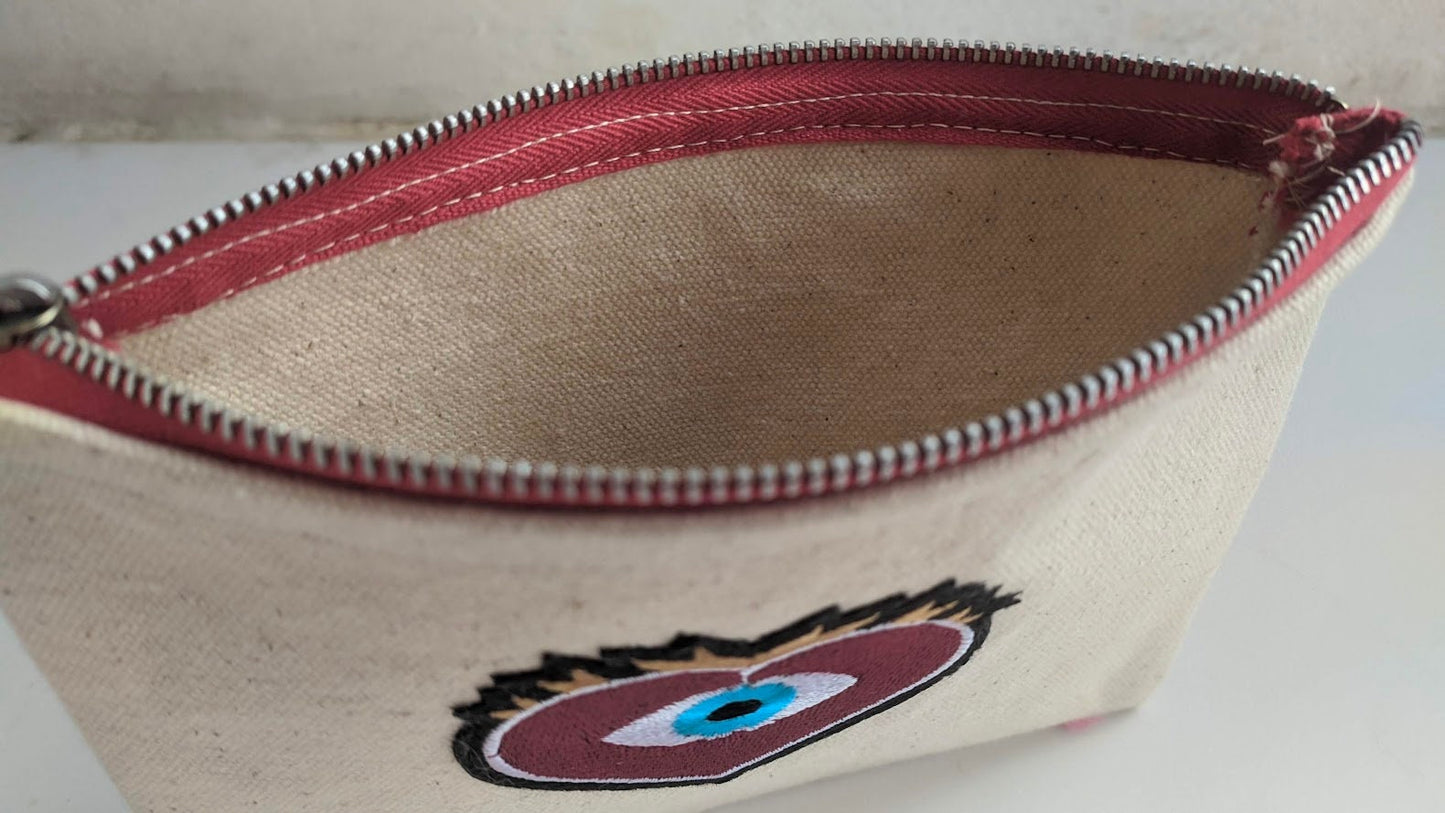 Canvas Evil Eye Heart Purse – Evil Eye Pouch – Greek Gift