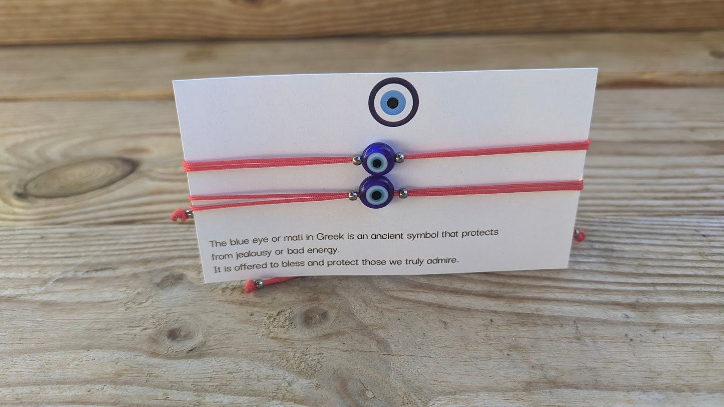 Bracelet Oeil Bleu Cordon Rouge - Bracelet Porte Bonheur