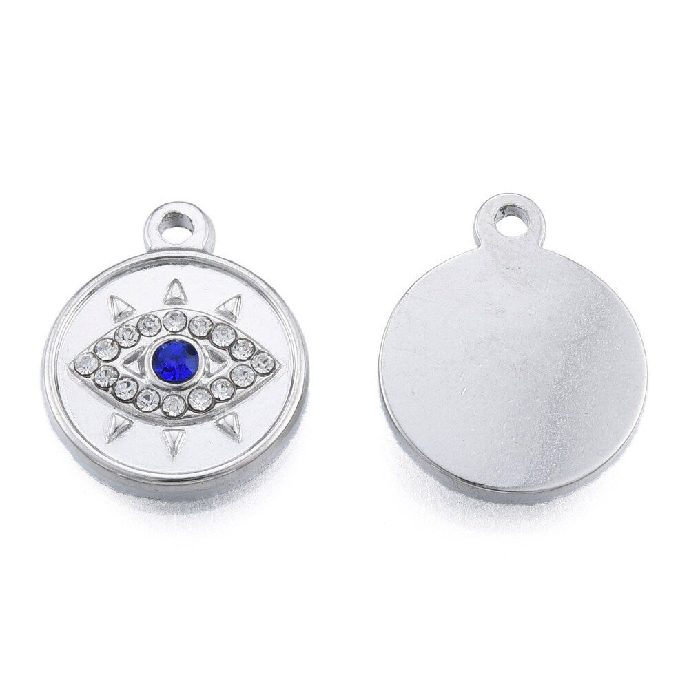 Evil eye CZ pendant - Greek necklace - Stainless Steel Necklace
