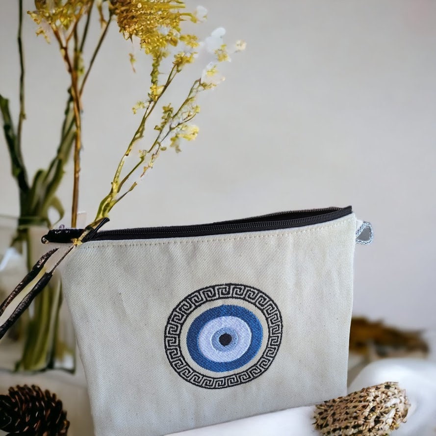 Greek Key Evil Eye Purse – Evil Eye Pouch – Greek Souvenir
