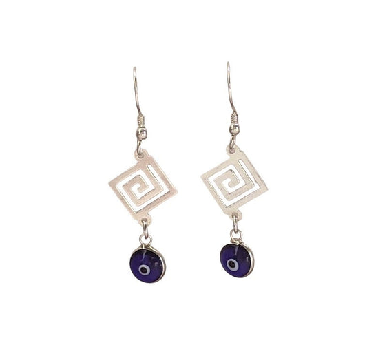 Boucles d’Oreilles Oeil Bleu En Argent 925