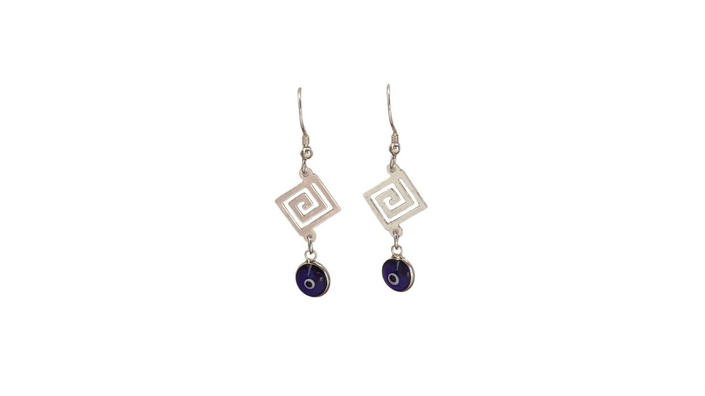 Boucles d’Oreilles Oeil Bleu En Argent 925