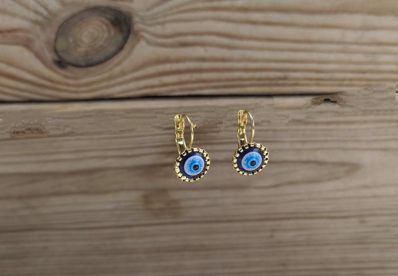 Gold Evil Eye Earrings - Golden Stainless steel earrings Gift for Her