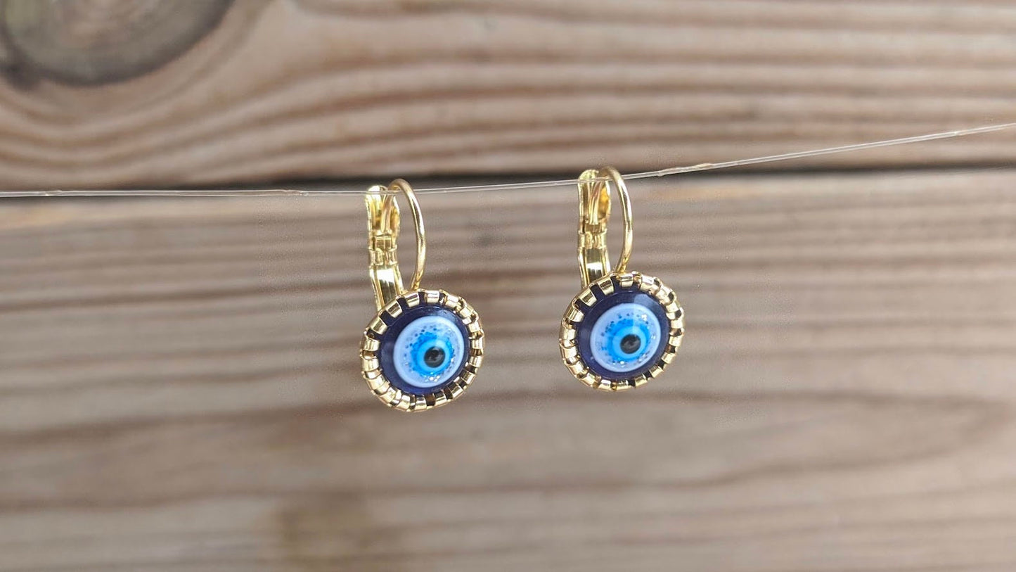 Gold Evil Eye Earrings - Golden Stainless steel earrings Gift for Her