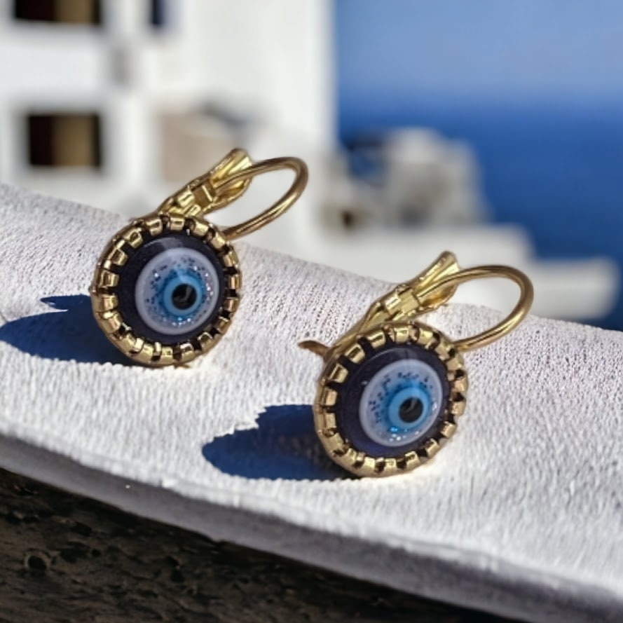 Gold Evil Eye Earrings - Golden Stainless steel earrings Gift for Her