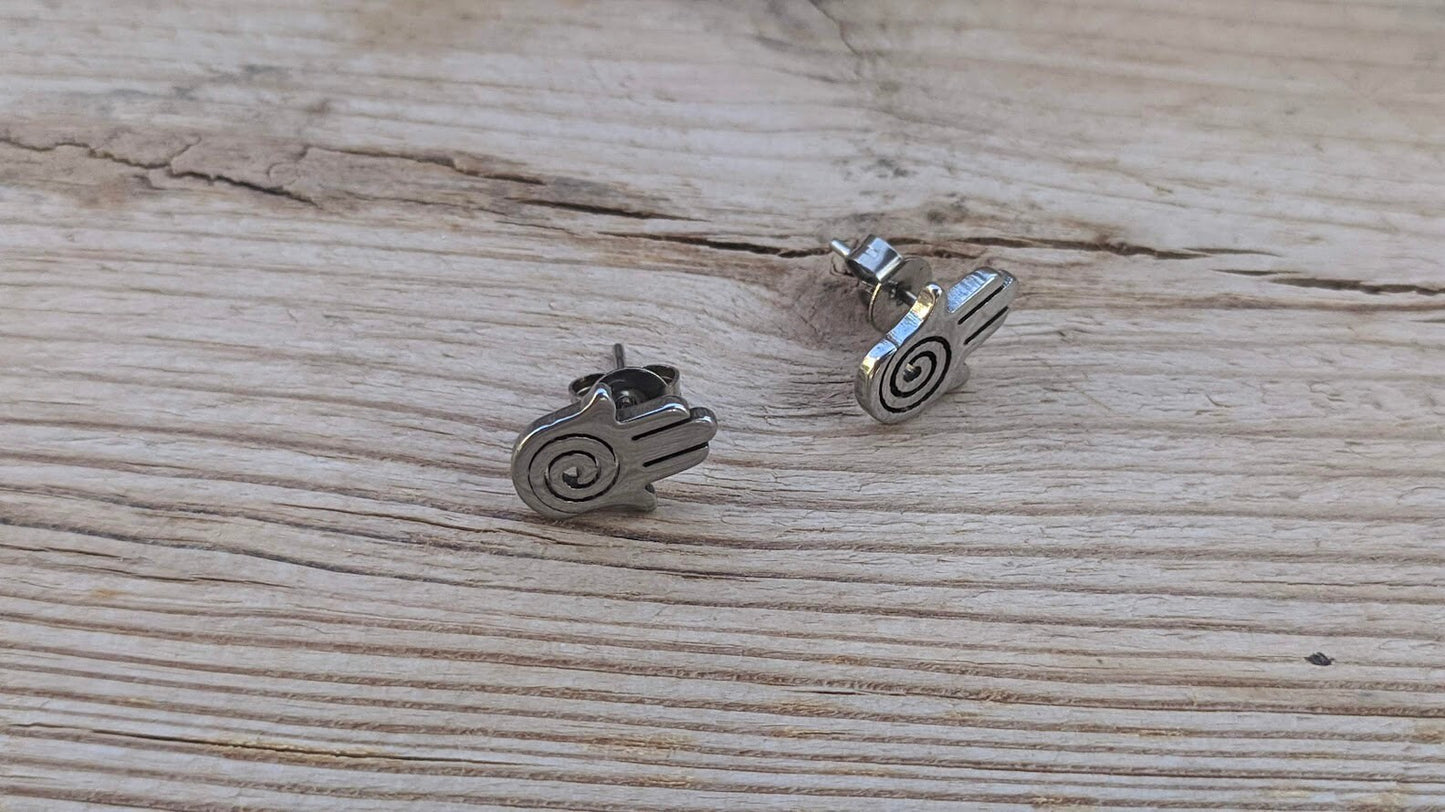 Boucles d'oreilles Clous Main de Fatma en Acier Inoxydable