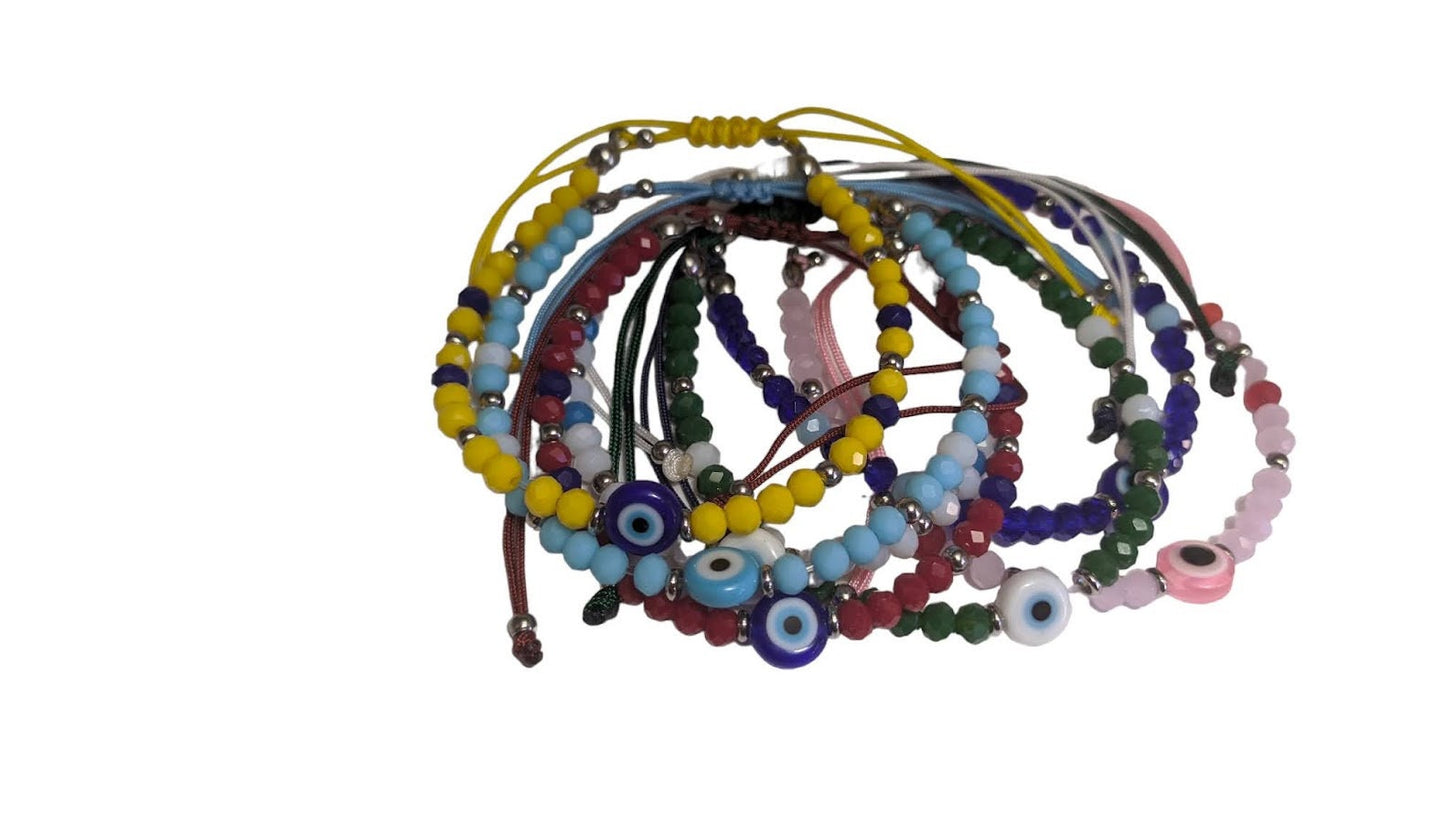 Bracelet Oeil Bleu et Perles de Crystal - Cadeau femme - Cadeau grec